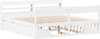 vidaXL Bed Frame without Mattress White 200x200 cm Solid Wood Pine Vidaxl