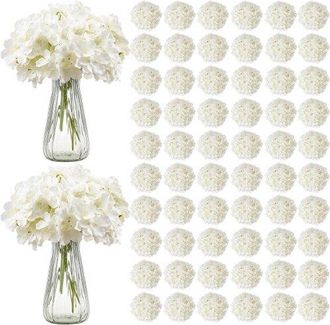 OEM Flores Artificiales, 205 Hortensias Artificiales De Seda Blanca De Aspecto Real A Granel, Artificiales Blancas Con Tallos Para Ramos De Boda, Centros 