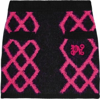 Palm Angels knitted argyle miniskirt - women - Wool/Polyamide - M - Blue