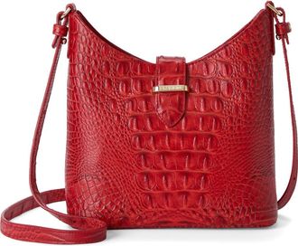 Brahmin Small Gwynne Croc Embossed Leather Crossbody Bag in Salsa at Nordstrom