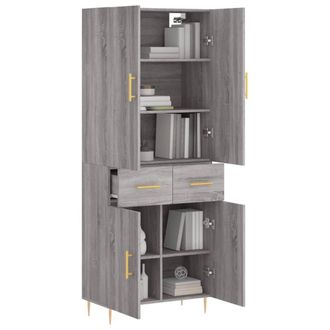 Berkfield Home Highboard Grey Sonoma 69.5x34x180 cm Engineered Wood