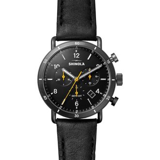 Shinola Canfield Sport Chronograph Leather Strap Watch, 40mm in Black at Nordstrom