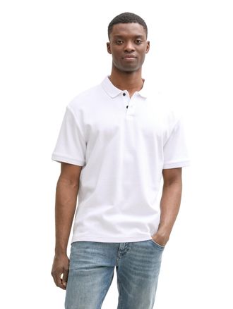 Tom Tailor Denim Poloshirt TOM TAILOR DENIM, Herren, Gr. XXL, weiss (wei&szlig;), Obermaterial: 100% Baumwolle, unifarben, relaxed fit taillenbedeckt, gerader Abschluss, Shi