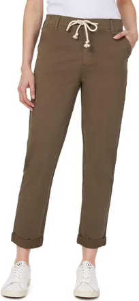 Kensie Rolled Hem Drawstring Girlfriend Pants in Dusty Olive at Nordstrom Rack, Size 12