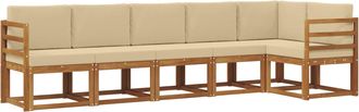 vidaXL Conjunto De Sof&aacute;s De Exterior 6 Uds. Natural Y Beige Vidaxl