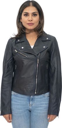 Infinity Leather Womens Leather Classic Biker Brando Jacket-Baku