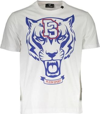 Plein Sport Tiger Head Graphic Tee - Heren - Sportshirts - Wit - M - Katoen - Fitness