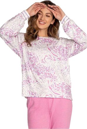 PJ Salvage Dames/Dames Top met lange mouwen en luipaardprint (Gebroken wit)