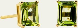 JiaJia Peridot Birthstone Emerald-Cut Stud Earrings