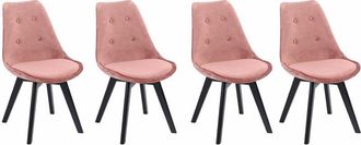 Happy Garden Set di 4 sedie in velluto rosa nora con cuscino