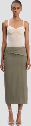 Victoria Beckham Wrap Skirt In Sage Melange 10