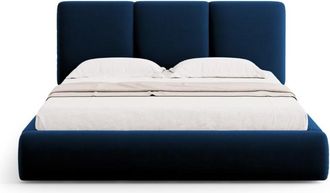 Cosmopolitan Design Cama con cabecero y ba&uacute;l 140x200cm de terciopelo azul regio