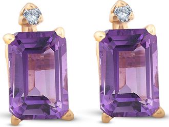 Pompeii3 1 3/4ct Emerald Amethyst Stud Earrings 14k Yellow Gold