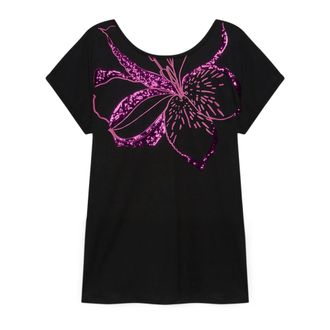 Fiorella Rubino T-shirt con Fiore Ricamato Jumbo - - Tops - Donna - Nero - M