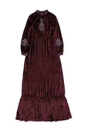 Fortela Maxi Velvet Embroidery Dress in Violet at Nordstrom, Size 40 Eu