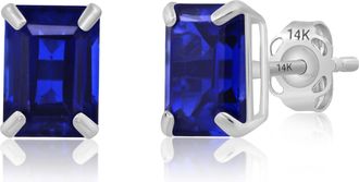 MAX + STONE 14k Yellow or White Gold Solitaire 7x5mm Gemstone Stud Earrings