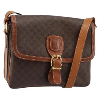 Celine Pre-owned Cross Body Bags, female, Brown, Size: ONE SIZE Pre-owned PVC Macadam Shoulder Bag