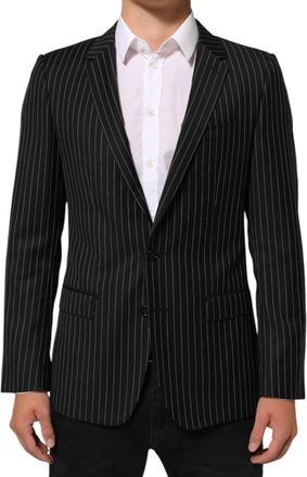 Dolce & Gabbana Mens Black Stripes Martini 1 Button Suit Blazer Co+wv