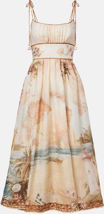 Zimmermann Mahon printed linen midi dress