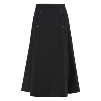 Moncler Midi Skirts, female, Black, 2XS, Gonna Midi in Wool Mélange