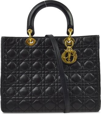 Dior 1997 Cannage Lady Dior two-way handbag - women - Lambskin - One Size - Black
