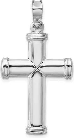 Diamond2Deal 14k White Gold Polished Stamping Cross Pendant