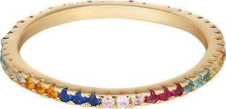 Adornia 14K Gold Plated Rainbow Cubic Zirconia Eternity Band Ring in Gold Multi at Nordstrom Rack, Size 7