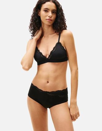 Tommy Hilfiger Womens TH Micro Lace Brief, Black - Black/Black - Size: 12