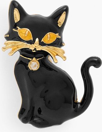 Talbots Cat Brooch - Black/Gold - 001 Talbots