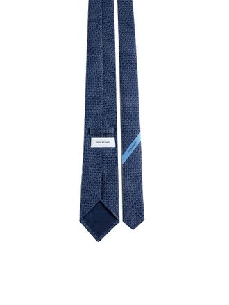 Ferragamo Mens Silk Tie Gancini Blue Ties & Bow