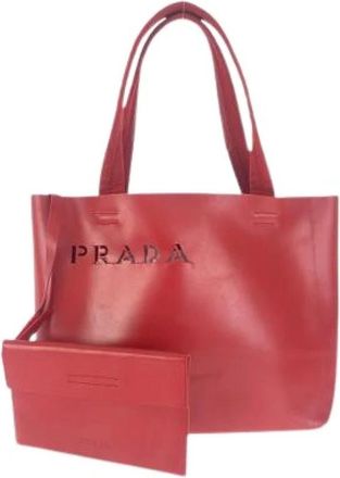 Prada Pre-owned Tote Bags, female, Red, Size: ONE SIZE Pre-owned Punching Leather 2way Bag