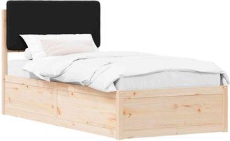 vidaXL Estructura De Cama Con Cabecera Tapizada Negro 75 X 190 Cm Vidaxl