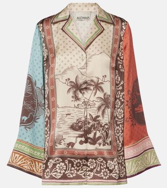Alemais Al&eacute;mais Alberta printed silk satin shirt
