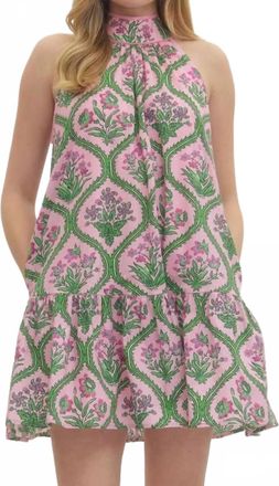 Entro Botanical Print Sleeveless Mini Dress In Pink Peony