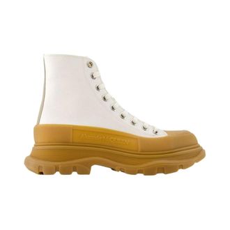 Alexander McQueen Schoenen, Dames, Beige, 36 EU, Tread Slick Canvas Veterlaarzen