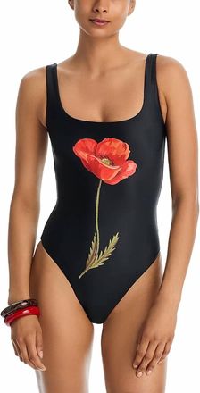 Aqua Lisa Says Gah Printed One Piece Swimsuit In Black Floral