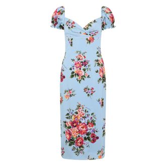 Dolce & Gabbana Midi Dresses, female, Blue, Size: XS Floral Silk Dress