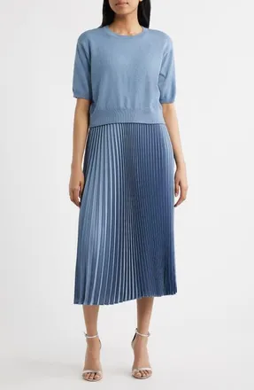 CeCe by Cynthia Steffe Sweater & Pleated Skirt Two-Piece Set in Shadow at Nordstrom, Size X-Large