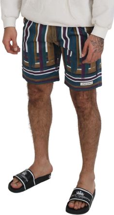 Dolce & Gabbana Mens Multicolor Striped Stretch Cotton Shorts