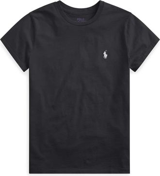 Ralph Lauren Zwart katoenen T-shirt met geborduurd pony logo - Dames - T-shirts - Zwart - XS - Katoen - Tops