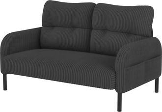 STILVORA Sof&aacute; Recto 2 Plazas En Terciopelo Acanalado Con Respaldo Ergon&oacute;mico Y Bolsillo Lateral, Estructura De Metal, Gris