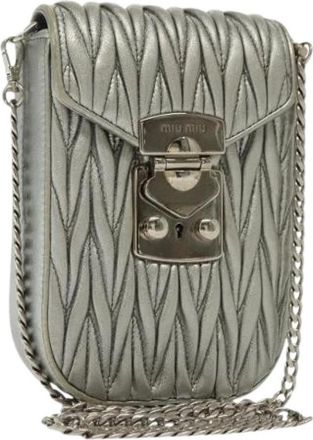 Miu Miu Tweedehands leren schoudertassen - Dames - Vintage Schoudertas - Grijs - ONE Size - Vintage