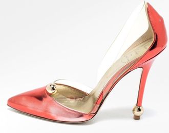 Roger Vivier Metallic Red Pvc And Leather Pointed Toe Pumps