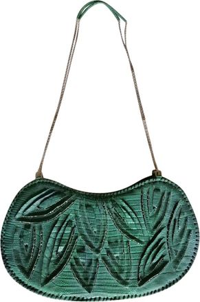 Versace Gianni Versace Vintage Green Lizard Leather Clutch