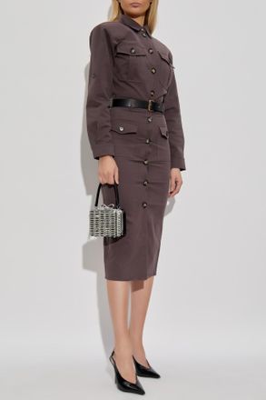 Self Portrait Dress With A Waist Belt, Womens, Brown