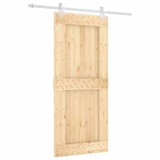 Berkfield Home Sliding Door with Hardware Set 90x210 cm Solid Wood Pine in Light Tan