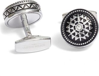 Clifton Wilson Round Cuff Links in Black at Nordstrom