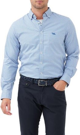 Rodd & Gunn Sports Fit Gingham Button-Down Oxford Shirt in Sea Blue at Nordstrom, Size Xxx-Large