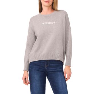 CeCe by Cynthia Steffe Weekend & Wine Cotton Sweater in Light Heather Grey at Nordstrom Rack, Size X-Small