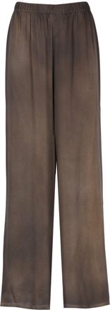 Avant Toi Wide-Cut Brown Silk Trousers With Elastic Waistband